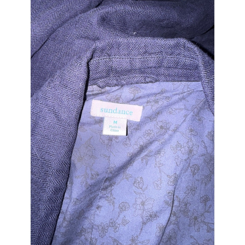 Sundance Linen Iris Herringbone Relaxed Blazer In Blue Women's Size M - Picture 9 of 10